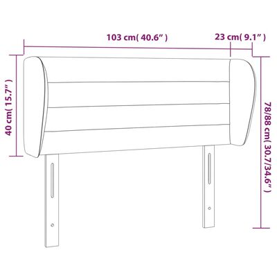 vidaXL Tăblie de pat cu aripioare, albastru, 103x23x78/88 cm textil