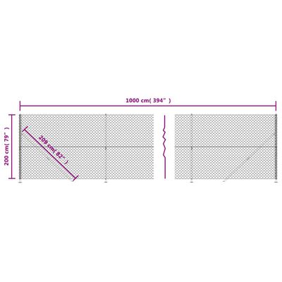 vidaXL Gard plasă de sârmă cu bordură, verde, 2x10 m