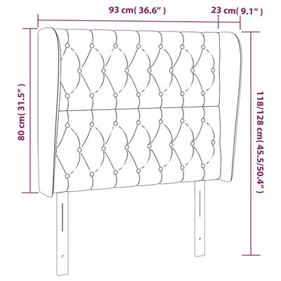 vidaXL Tăblie de pat cu aripioare gri deschis 93x23x118/128 cm textil