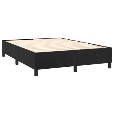 vidaXL Pat box spring cu saltea, negru, 140x200 cm, catifea