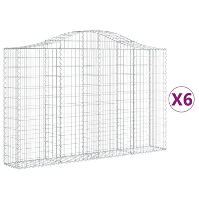 vidaXL Coșuri gabion arcuite 6 buc, 200x30x120/140 cm, fier galvanizat