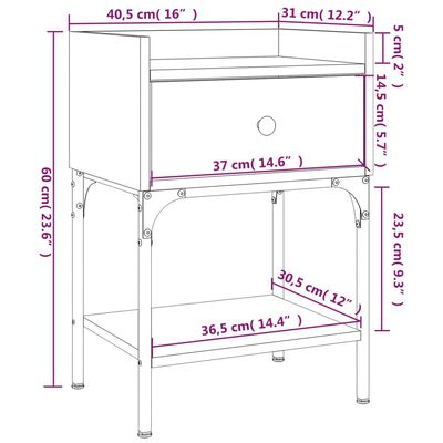 vidaXL Noptiere, 2 buc., stejar fumuriu, 40,5x31x60 cm, lemn compozit