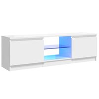 vidaXL Comodă TV cu lumini LED, alb extralucios, 120x30x35,5 cm