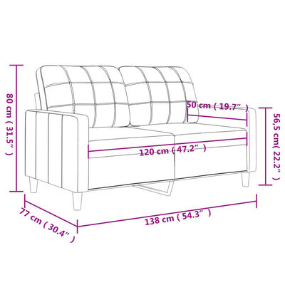 vidaXL Canapea cu 2 locuri, negru, 120 cm, piele ecologică