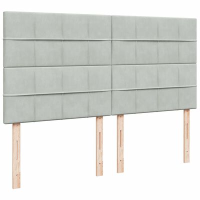 vidaXL Pat box spring cu saltea, gri deschis, 180x200 cm, catifea