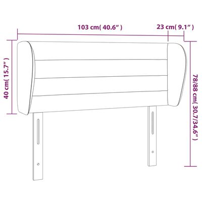 vidaXL Tăblie de pat cu aripioare gri închis 103x23x78/88 cm textil