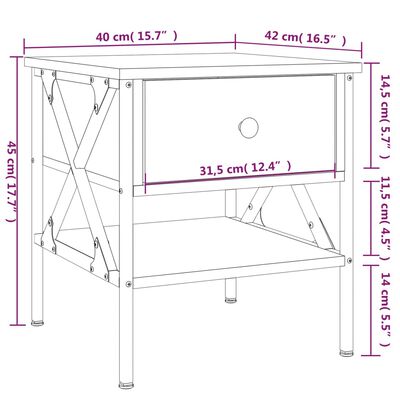 vidaXL Noptiere, 2 buc., gri sonoma, 40x42x45 cm, lemn compozit