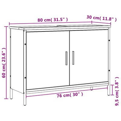 vidaXL Dulap chiuvetă baie, gri sonoma, 80x30x60 cm, lemn prelucrat