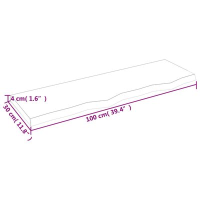 vidaXL Poliță de perete, 100x30x(2-4)cm, lemn masiv de stejar netratat