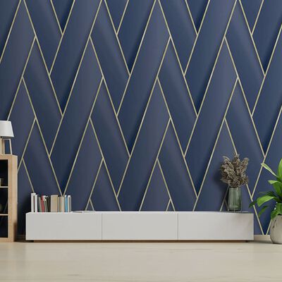 DUTCH WALLCOVERINGS Tapet „Geometric”, albastru și auriu