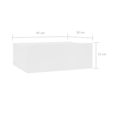 vidaXL Noptiere suspendate, 2 buc., alb, 40x30x15 cm, lemn prelucrat