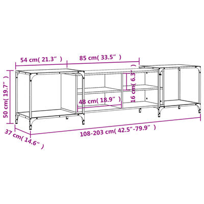 vidaXL Comodă TV, negru, 203x37x50 cm, lemn prelucrat