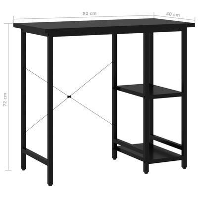 vidaXL Birou de calculator, negru, 80x40x72 cm, MDF și metal