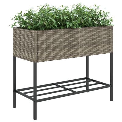 vidaXL Jardiniere de grădină cu raft 2 buc. gri 90x40x75cm poliratan