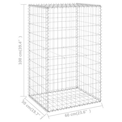 vidaXL Perete gabion cu capace, 60 x 50 x 100 cm, oțel galvanizat