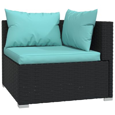 vidaXL Set mobilier de grădină cu perne, 10 piese, negru, poliratan