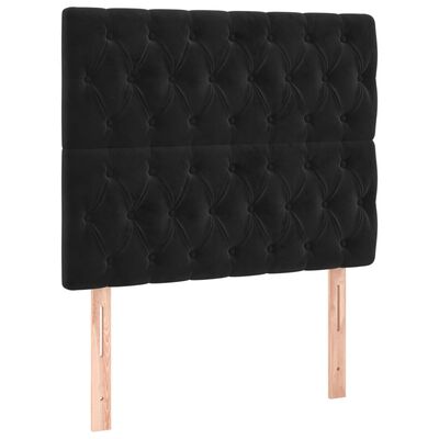 vidaXL Pat box spring cu saltea, negru, 90x190 cm, catifea