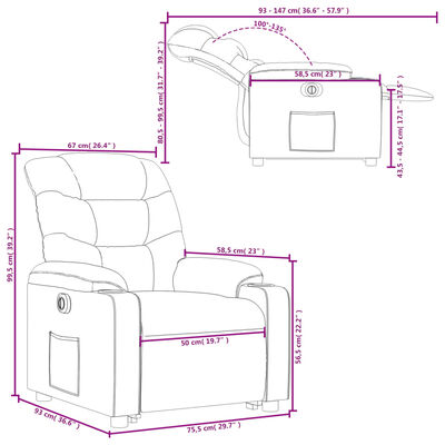 vidaXL Fotoliu electric rabatabil cu ridicare, gri închis, textil