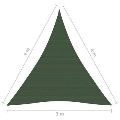 vidaXL Pânză parasolar, verde închis, 3x4x4 m, HDPE, 160 g/m²