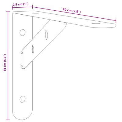 vidaXL Suporturi rafturi, 4 buc., 20x2,5x14 cm argintiu oțel inox.