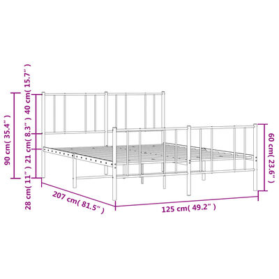 vidaXL Cadru pat metalic cu tăblie de cap/picioare, negru, 120x200 cm