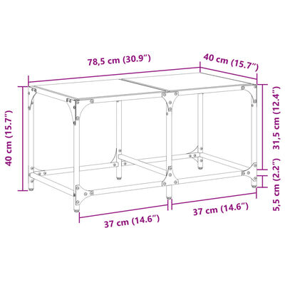 vidaXL Măsuță de cafea blat din sticlă transparentă 78,5x40x40 cm oțel