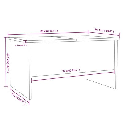 vidaXL Măsuță de cafea, stejar maro, 80x50x42,5 cm, lemn prelucrat