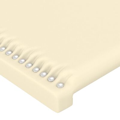 vidaXL Tăblie de pat cu LED, crem, 100x5x118/128 cm, piele ecologică