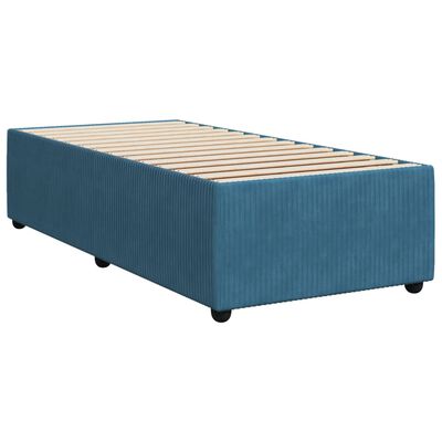 vidaXL Pat box spring cu saltea, albastru, 100x200 cm, catifea