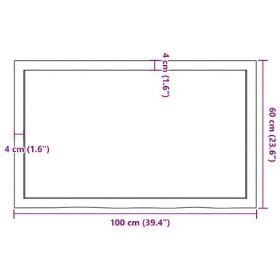 vidaXL Blat de baie, maro deschis, 100x60x(2-6) cm, lemn masiv tratat