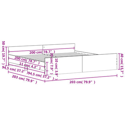 vidaXL Cadru de pat cu tăblie la cap/picioare, gri sonoma, 200x200 cm