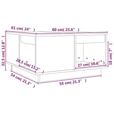 vidaXL Măsuță de cafea, maro miere, 60x61x32,5 cm, lemn masiv de pin