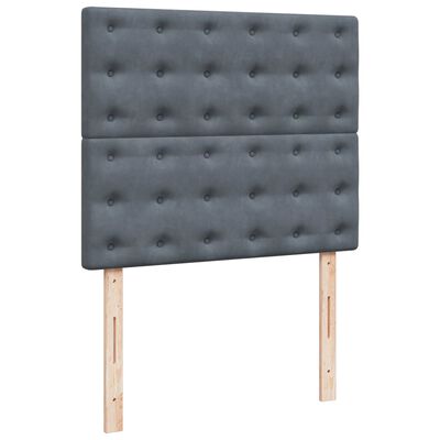 vidaXL Pat box spring cu saltea, gri închis, 120x190 cm, catifea