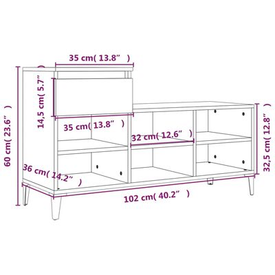 vidaXL Pantofar, alb extralucios, 102x36x60 cm, lemn compozit