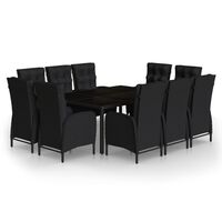 vidaXL Set mobilier de exterior, 11 piese, negru, poliratan