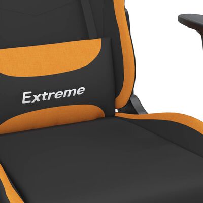 vidaXL Scaun de gaming cu masaj, negru și portocaliu, textil