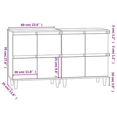 vidaXL Dulapuri, 2 buc, stejar sonoma, 60x35x70 cm, lemn prelucrat