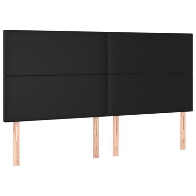 vidaXL Tăblie de pat cu LED, negru, 180x5x118/128 cm, piele ecologică