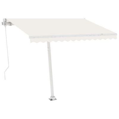 vidaXL Copertină retractabilă manual cu LED, crem, 350x250 cm