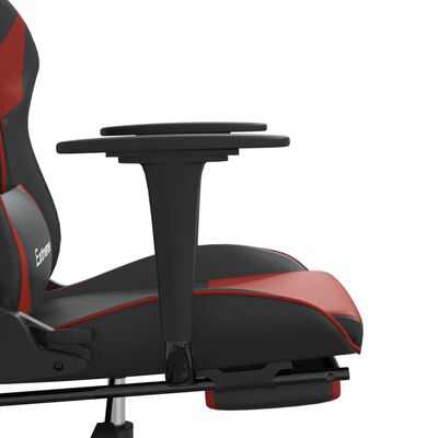 vidaXL Scaun de gaming masaj/suport picioare negru/roșu vin piele eco