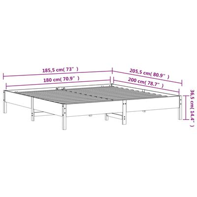 vidaXL Cadru de pat fără saltea, maro ceruit 180x200 cm lemn masiv pin