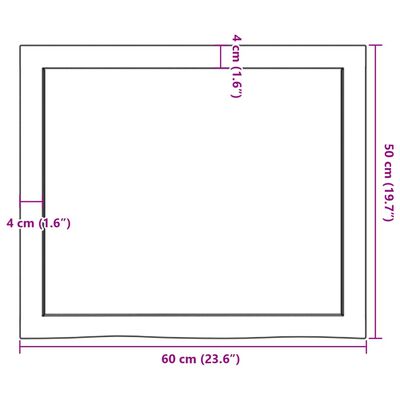 vidaXL Blat de masă maro 60x50x(2-6) cm, lemn masiv stejar tratat