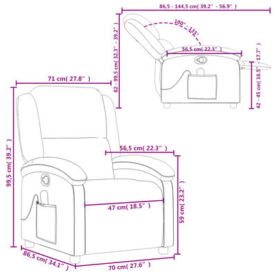 vidaXL Fotoliu rabatabil de masaj, crem, material textil