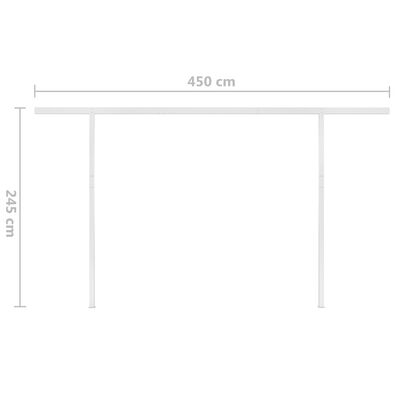 vidaXL Copertină retractabilă manual, cu LED, crem, 5x3 m