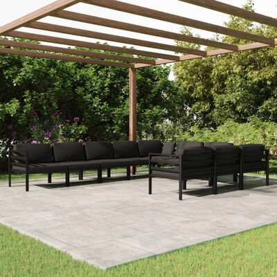 vidaXL Set mobilier de grădină cu perne, 10 piese, antracit, aluminiu