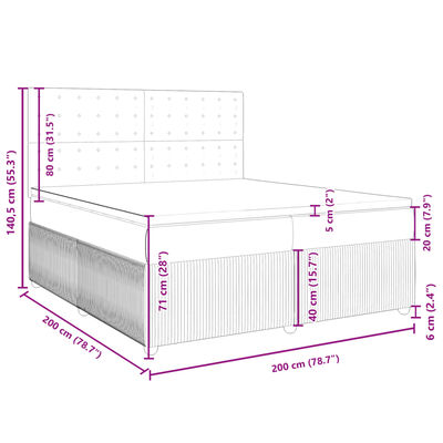 vidaXL Pat box spring cu saltea, gri deschis, 200x200 cm, textil