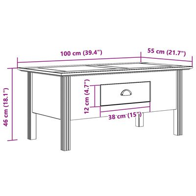 vidaXL Măsuță de cafea BODO alb și maro 100x55x46 cm lemn masiv de pin