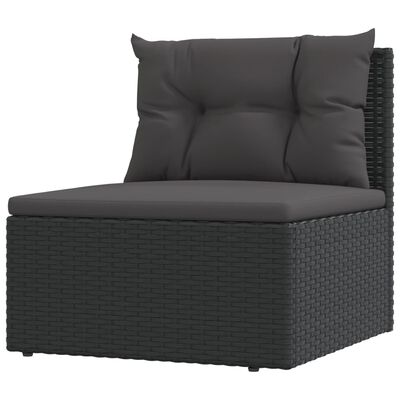 vidaXL Set mobilier de grădină cu perne, 8 piese, negru, poliratan