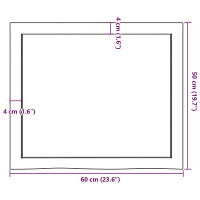 vidaXL Blat de baie, maro închis, 60x50x(2-6) cm, lemn masiv tratat