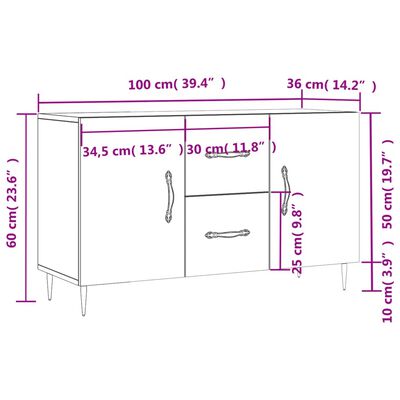 vidaXL Dulap, gri beton, 100x36x60 cm, lemn compozit